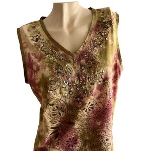 Y2k Tie-Dye Sleeveless Top With Sequins